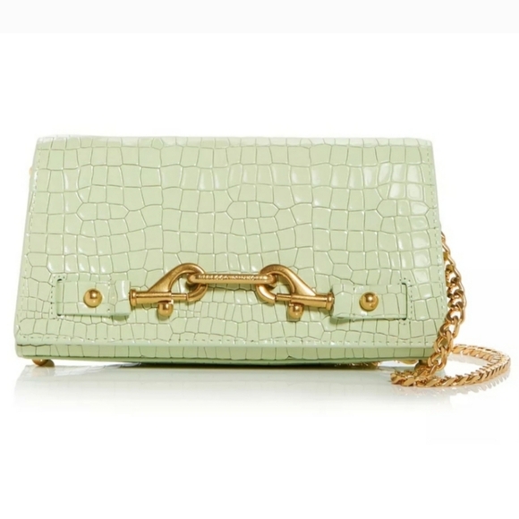 💖REBECCA MINKOFF Lou Mint Green Croc-Embossed Crossbody Bag NWT - Picture 8 of 17